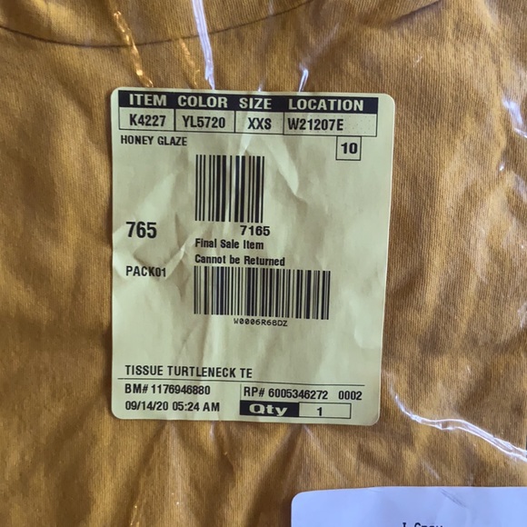 XXS 🔖 J. CREW tissue turtleneck  yellow mustard marigold NWT - Picture 5 of 6